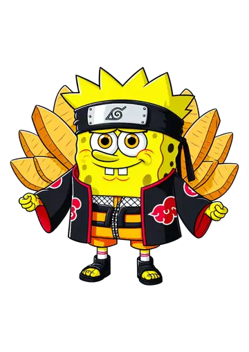 Bob Esponja Naruto com Manto Akatsuki PNG