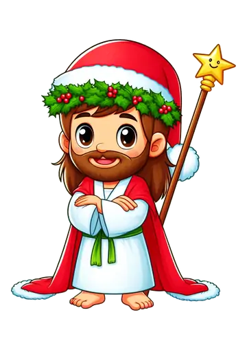 Jesus Cristo com Gorro Natalino PNG