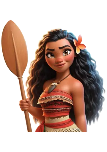 Moana Sorrindo com Remo PNG