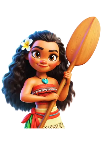 Moana Sorrindo com Remo PNG