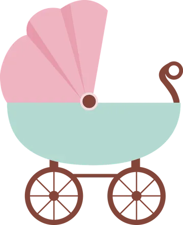 Carrinho de Bebê Rosa e Verde PNG