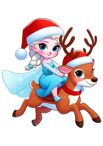 Elsa Frozen Montada na Rena Natal PNG