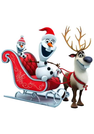 Olaf e Sven no Trenó Natalino PNG