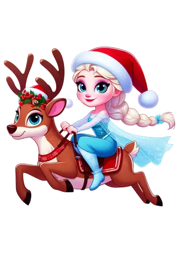 Elsa Frozen e Rena de Natal PNG