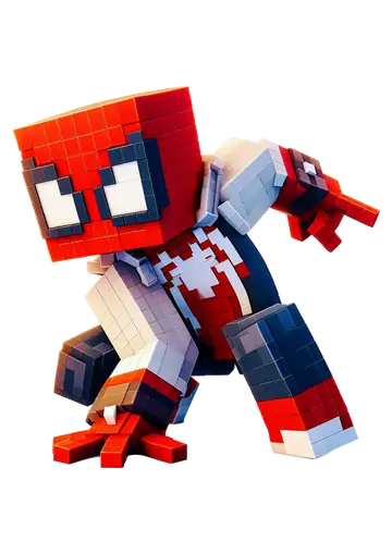 Homem Aranha Minecraft em Ação PNG