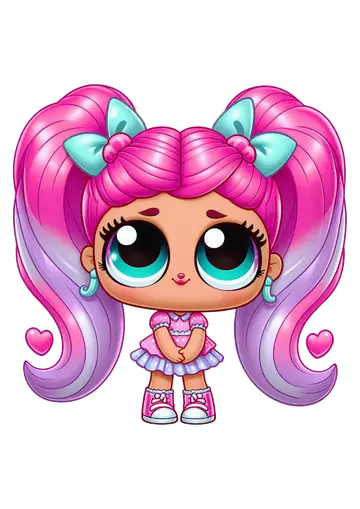 Boneca LOL Surprise Cabelo Rosa PNG