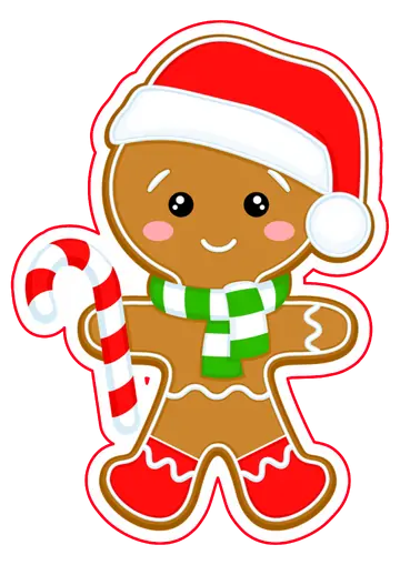 Boneco de Gengibre com Gorro de Natal PNG