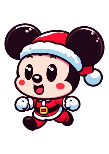 Mickey Mouse Natal Chibi Correndo PNG