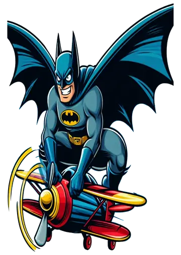 Batman Pilotando Avião de Brinquedo PNG