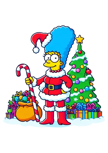 Marge Simpson Mamãe Noel com Árvore PNG