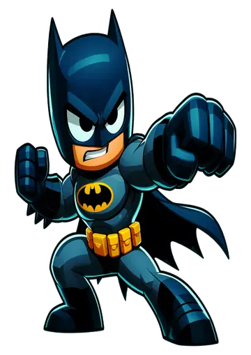 Batman Chibi em Pose de Luta PNG