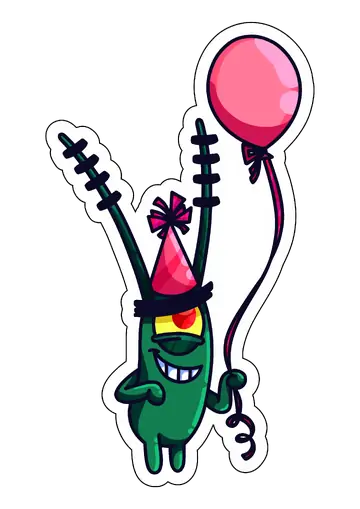Plankton com Balão de Aniversário PNG