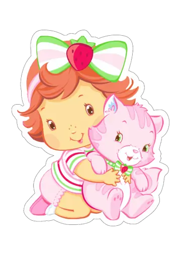 Moranguinho Baby com Gatinho Rosa PNG