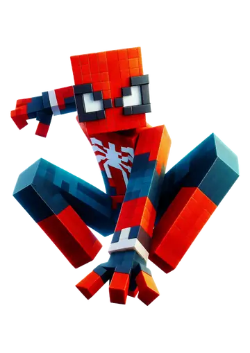 Homem Aranha Estilo Minecraft PNG