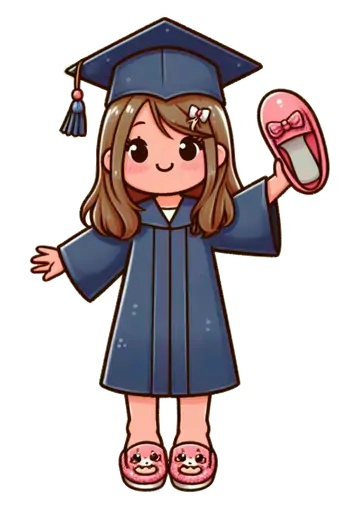Menina Formanda Segurando Pantufa PNG