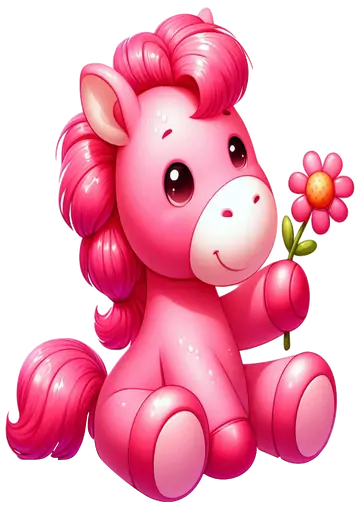 Cavalinho Rosa Fofinho com Flor PNG