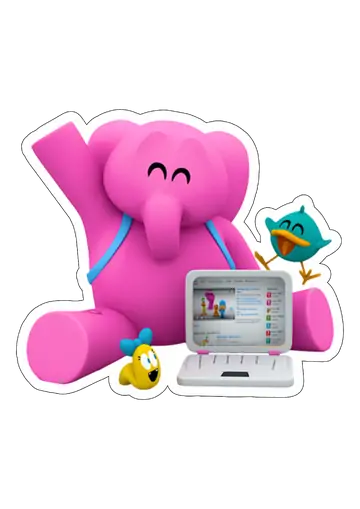 Elly Pocoyo com Laptop Sonequita PNG