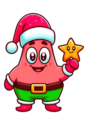 Patrick Estrela com Gorro Natal PNG