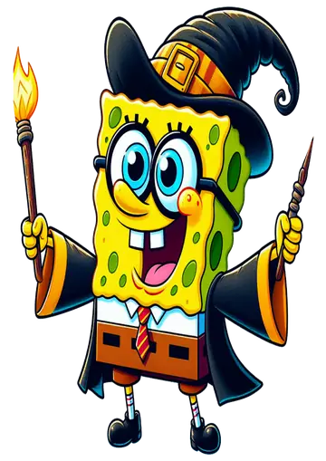 Bob Esponja Bruxo com Tocha PNG