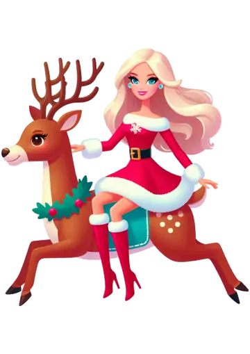 Barbie de Natal na Rena PNG