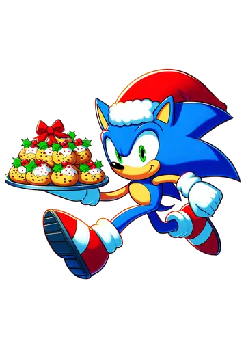 Sonic com Biscoitos e Gorro PNG