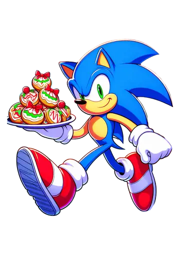 Sonic com Biscoitos Natalinos PNG