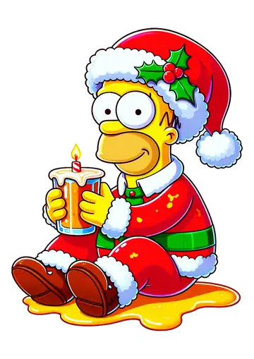 Homer Simpson com Roupa de Papai Noel PNG
