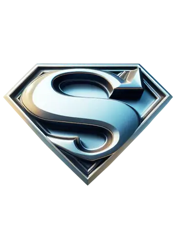Símbolo Super Homem Prateado 3D PNG