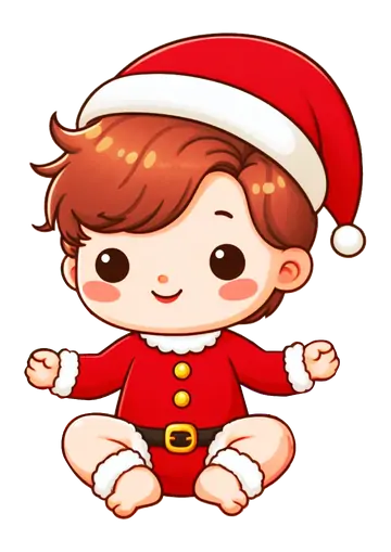 Bebê Menino com Fantasia de Papai Noel PNG