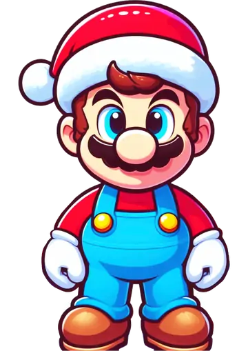 Super Mario com Gorro de Papai Noel PNG