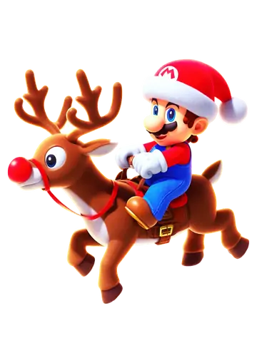 Mario Bros Andando de Rena Natalina PNG