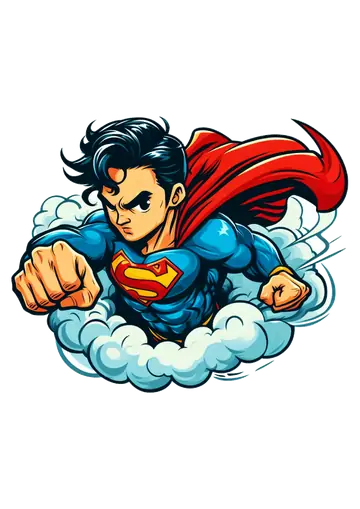 Super Homem Voando nas Nuvens PNG