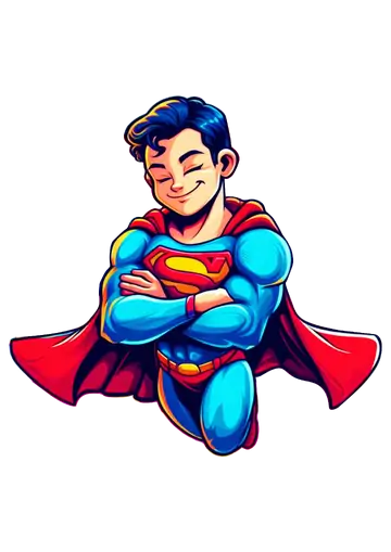 Super Homem Jovem de Braços Cruzados PNG