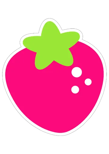 Morango Desenho Fofo com Contorno PNG
