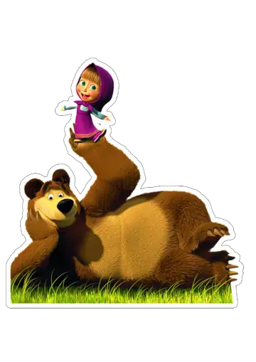 Masha em Cima do Urso Deitado PNG