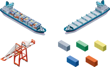 Navio Porta-Contêiner e Guindaste PNG