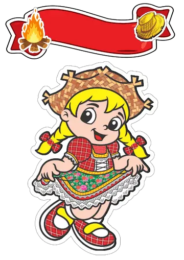 Menina Caipira com Faixa de Festa Junina PNG