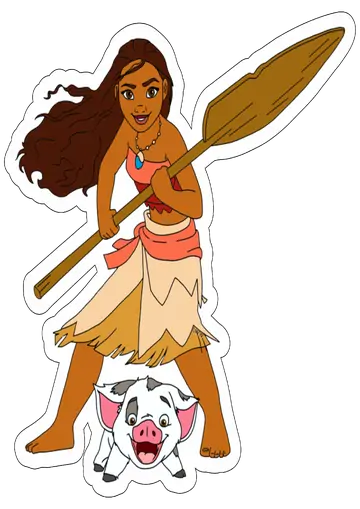 Moana com Remo e Porquinho Pua PNG