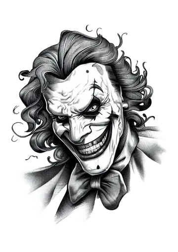 Coringa Sorrindo Tatuagem Detalhada PNG