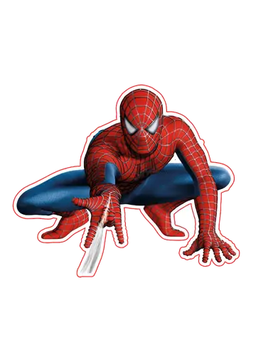 Homem Aranha Ajoelhado com Teia PNG