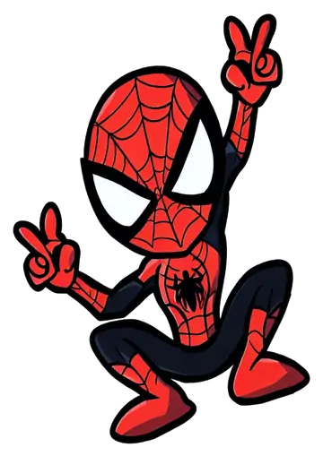 Homem Aranha Chibi Agachado com Dois Dedos PNG