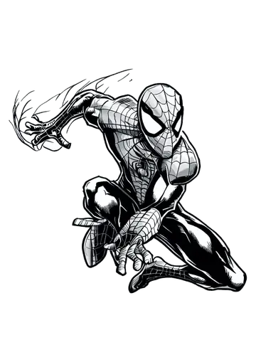Homem Aranha em Estilo Mangá para Colorir PNG