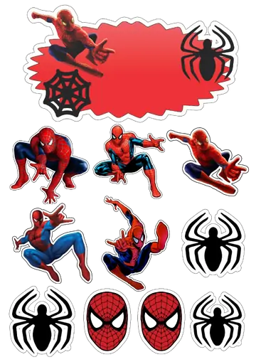 Kit Topo De Bolo Elementos Homem Aranha PNG