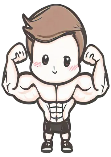 Homem Musculoso Chibi Sorrindo PNG