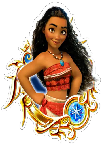 Moana em Moldura Dourada PNG