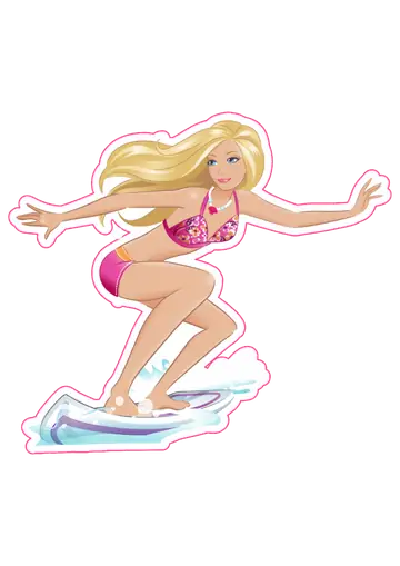 Boneca Barbie Surfando PNG