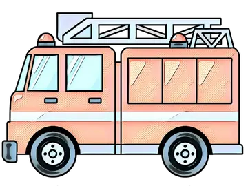 Caminhão de Bombeiros Desenho Laranja PNG