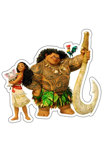 Moana e Maui com Amigos PNG