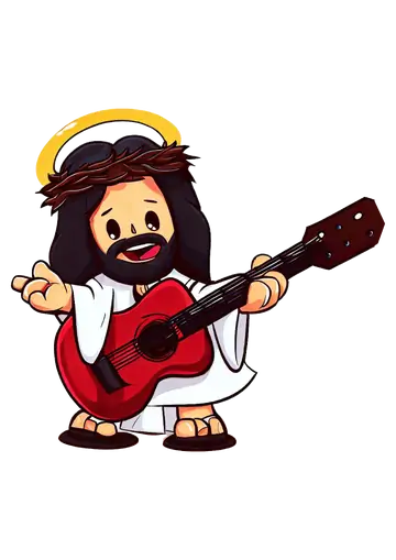 Jesus Tocando Violão Fofo PNG