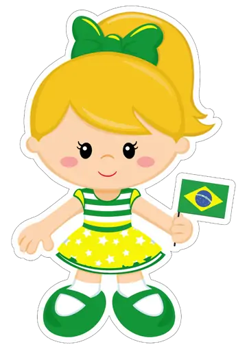 Menina Loira Torcedora com Bandeira PNG